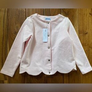 Jacadi Girl's Organic Cotton Fleece Cardigan Powder Pink Size 6A 116 cm- NEW